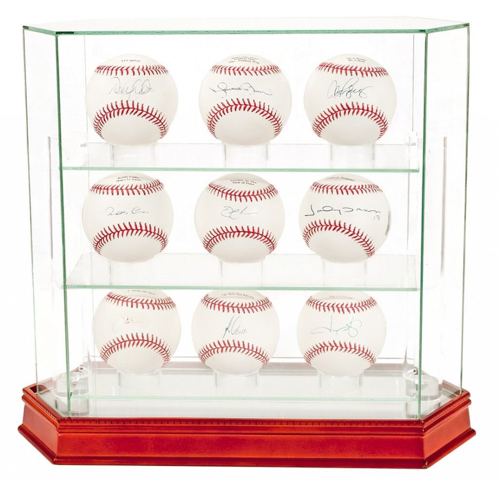 New York Yankees Autographed Baseballs with Display Case